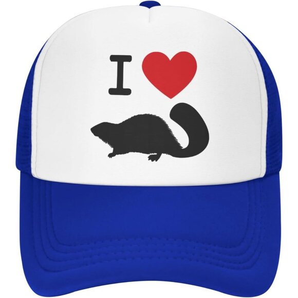 Unisex Blue Heart Beaver Love Hat Mesh Cap Adjustable Trucker Hat Baseball main image 6